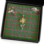 To My Beautiful Soulmate Sunflower Necklace In Your Eyes I Have Found My Home Clan MacKinnon Hunting Modern Tartan Jewelry For Girlfriend, Tartan Sunflower Pendant Necklace, Scottish Tartan Jewelry, valentine necklace, necklace girlfriend, necklace for wife, cute necklaces for girlfriend, jewelry for girlfriend, to my soulmate necklace, to my future wife necklace