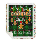Personalized Gift Tartan Plaid Blanket Clan Kirkcaldy With Christmas Cookie Baking Crew Christmas Gift Sherpa Blanket, tartan sherpa blanket,buffalo plaid sherpa blanket,christmas sherpa blanket,Christmas Throw Blanket,green plaid sherpa blanket,green sherpa blanket