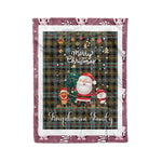 Personalized Gift Tartan Plaid Blanket Clan Farquharson Weathered With Funny Santa Snowman Reindeer Merry Christmas Fleece Blanket, Home Living Room, Plaid Blanket, Tartan Blanket, Scottish Blanket, Buffalo fleece blanket, Christmas Blanket