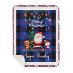 Personalized Gift Tartan Plaid Blanket Clan Angus Modern With Funny Santa Snowman Reindeer Merry Christmas Gift Sherpa Blanket, blue plaid sherpa blanket,blue tartan sherpa blanket,Buchan,buffalo plaid sherpa blanket,christmas sherpa blanket,Christmas Throw Blanket