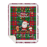 Personalized Gift Tartan Plaid Blanket Clan McCulloch With Funny Santa Snowman Reindeer Merry Christmas Gift Sherpa Blanket, blue plaid sherpa blanket,blue tartan sherpa blanket,Buchan,buffalo plaid sherpa blanket,christmas sherpa blanket,Christmas Throw Blanket