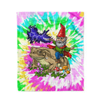 Scotstee Shop - Scotstee Shop Blanket Gnome Riding Bufo Alvarius Toad Tie Dye Rainbow Hippie Fleece Blanket