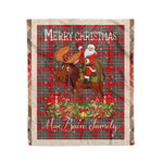 Personalized Gift Plaid Tartan Blanket Clan MacBain With Moose Lover Xmas Gift Santa Riding Christmas Fleece Blanket