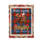 Personalized Gift Plaid Tartan Blanket Clan Mar With Moose Lover Xmas Gift Santa Riding Christmas Fleece Blanket