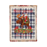 Personalized Gift Plaid Tartan Blanket Clan Hannay Grey With Moose Lover Xmas Gift Santa Riding Christmas Fleece Blanket