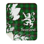 Sherpa Blanket - Tartan Blanket Thistle and Lion Scottish Clan Anstruther Hunting Plaid Blanket, plaid sherpa blanket queen,purple sherpa blanket,queen sherpa blanket,queen size sherpa blanket,red sherpa blanket,scottish tartan blankets,sherpa blanket,sherpa christmas blanket