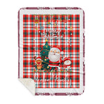 Personalized Gift Tartan Plaid Blanket Clan Renton With Funny Santa Snowman Reindeer Merry Christmas Gift Sherpa Blanket, blue plaid sherpa blanket,blue tartan sherpa blanket,Buchan,buffalo plaid sherpa blanket,christmas sherpa blanket,Christmas Throw Blanket