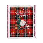 Personalized Gift Tartan Plaid Blanket Clan Marjoribanks With Funny Santa Snowman Reindeer Merry Christmas Fleece Blanket, Home Living Room, Plaid Blanket, Tartan Blanket, Scottish Blanket, Buffalo fleece blanket, Christmas Blanket