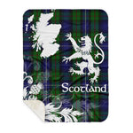 Sherpa Blanket - Tartan Blanket Thistle and Lion Scottish Clan Donnachaidh Robertson Green Plaid Blanket, plaid sherpa blanket queen,purple sherpa blanket,queen sherpa blanket,queen size sherpa blanket,red sherpa blanket,scottish tartan blankets,sherpa blanket,sherpa christmas blanket