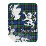 Sherpa Blanket - Tartan Blanket Thistle and Lion Scottish Clan Fletcher Plaid Blanket, plaid sherpa blanket queen,purple sherpa blanket,queen sherpa blanket,queen size sherpa blanket,red sherpa blanket,scottish tartan blankets,sherpa blanket,sherpa christmas blanket