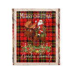 Personalized Gift Plaid Tartan Blanket Clan Brodie With Moose Lover Xmas Gift Santa Riding Christmas Fleece Blanket