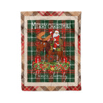 Personalized Gift Plaid Tartan Blanket Clan Prince Of Wales With Moose Lover Xmas Gift Santa Riding Christmas Fleece Blanket