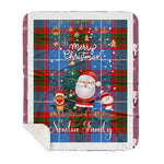 Personalized Gift Tartan Plaid Blanket Clan Newton With Funny Santa Snowman Reindeer Merry Christmas Gift Sherpa Blanket, blue plaid sherpa blanket,blue tartan sherpa blanket,Buchan,buffalo plaid sherpa blanket,christmas sherpa blanket,Christmas Throw Blanket
