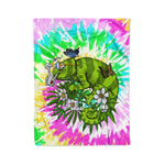 Scotstee Shop - Scotstee Shop Blanket Chameleon Smoking Weed Tie Dye Rainbow Hippie Fleece Blanket