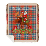 Personalized Gift Plaid Tartan Blanket Clan MacFarlane Ancient With Moose Lover Xmas Gift Santa Riding Buffalo Plaid Christmas Sherpa Blanket