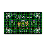 Doormat - Welcome Mat Scottish Clan Douglas Green Tartan Door Mat, Plaid Doormat With Thistle and Two Lion Scottish