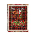 Personalized Gift Plaid Tartan Blanket Clan Davis With Moose Lover Xmas Gift Santa Riding Christmas Fleece Blanket
