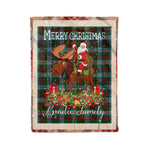 Personalized Gift Plaid Tartan Blanket Clan Brodie Modern With Moose Lover Xmas Gift Santa Riding Christmas Fleece Blanket