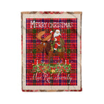 Personalized Gift Plaid Tartan Blanket Clan MacRae Modern With Moose Lover Xmas Gift Santa Riding Christmas Fleece Blanket