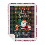 Personalized Gift Tartan Plaid Blanket Clan Lyle With Funny Santa Snowman Reindeer Merry Christmas Gift Sherpa Blanket, blue plaid sherpa blanket,blue tartan sherpa blanket,Buchan,buffalo plaid sherpa blanket,christmas sherpa blanket,Christmas Throw Blanket