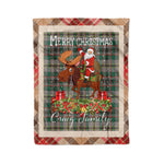 Personalized Gift Plaid Tartan Blanket Clan Craig Ancient With Moose Lover Xmas Gift Santa Riding Christmas Fleece Blanket