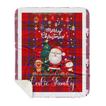Personalized Gift Tartan Plaid Blanket Clan Leslie Modern With Funny Santa Snowman Reindeer Merry Christmas Gift Sherpa Blanket, blue plaid sherpa blanket,blue tartan sherpa blanket,Buchan,buffalo plaid sherpa blanket,christmas sherpa blanket,Christmas Throw Blanket