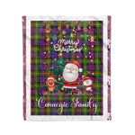 Personalized Gift Tartan Plaid Blanket Clan Carnegie With Funny Santa Snowman Reindeer Merry Christmas Fleece Blanket, Home Living Room, Plaid Blanket, Tartan Blanket, Scottish Blanket, Buffalo fleece blanket, Christmas Blanket
