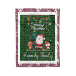 Personalized Gift Tartan Plaid Blanket Clan Kennedy Hunting With Funny Santa Snowman Reindeer Merry Christmas Fleece Blanket, Home Living Room, Plaid Blanket, Tartan Blanket, Scottish Blanket, Buffalo fleece blanket, Christmas Blanket