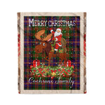 Personalized Gift Plaid Tartan Blanket Clan Cochrane With Moose Lover Xmas Gift Santa Riding Christmas Fleece Blanket