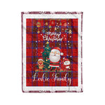 Personalized Gift Tartan Plaid Blanket Clan Leslie Modern With Funny Santa Snowman Reindeer Merry Christmas Fleece Blanket, Home Living Room, Plaid Blanket, Tartan Blanket, Scottish Blanket, Buffalo fleece blanket, Christmas Blanket
