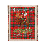 Personalized Gift Plaid Tartan Blanket Clan Butter With Moose Lover Xmas Gift Santa Riding Christmas Fleece Blanket
