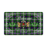 Doormat - Welcome Mat Scottish Clan Farquharson Tartan Door Mat, Plaid Doormat With Thistle and Two Lion Scottish