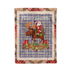 Personalized Gift Plaid Tartan Blanket Clan Hannay With Moose Lover Xmas Gift Santa Riding Christmas Fleece Blanket