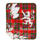 Sherpa Blanket - Tartan Blanket Thistle and Lion Scottish Clan Paterson Red Plaid Blanket, plaid sherpa blanket queen,purple sherpa blanket,queen sherpa blanket,queen size sherpa blanket,red sherpa blanket,scottish tartan blankets,sherpa blanket,sherpa christmas blanket