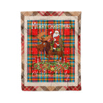 Personalized Gift Plaid Tartan Blanket Clan Chattan With Moose Lover Xmas Gift Santa Riding Christmas Fleece Blanket