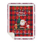 Personalized Gift Tartan Plaid Blanket Clan Robertson With Funny Santa Snowman Reindeer Merry Christmas Gift Sherpa Blanket, blue plaid sherpa blanket,blue tartan sherpa blanket,Buchan,buffalo plaid sherpa blanket,christmas sherpa blanket,Christmas Throw Blanket