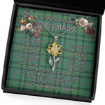 To My Beautiful Soulmate Sunflower Necklace In Your Eyes I Have Found My Home Clan Ross Hunting Ancient Tartan Jewelry For Girlfriend, Tartan Sunflower Pendant Necklace, Scottish Tartan Jewelry, valentine necklace, necklace girlfriend, necklace for wife, cute necklaces for girlfriend, jewelry for girlfriend, to my soulmate necklace, to my future wife necklace