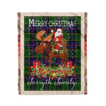 Personalized Gift Plaid Tartan Blanket Clan Forsyth Modern With Moose Lover Xmas Gift Santa Riding Christmas Fleece Blanket