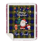 Personalized Gift Tartan Plaid Blanket Clan Muir With Funny Santa Snowman Reindeer Merry Christmas Gift Sherpa Blanket, blue plaid sherpa blanket,blue tartan sherpa blanket,Buchan,buffalo plaid sherpa blanket,christmas sherpa blanket,Christmas Throw Blanket
