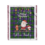 Personalized Gift Tartan Plaid Blanket Clan Gillon With Funny Santa Snowman Reindeer Merry Christmas Fleece Blanket, Christmas Blanket, Plaid Blanket, Tartan Blanket,Scottish Blanket