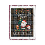 Personalized Gift Tartan Plaid Blanket Clan BlackWatch Weathered With Funny Santa Snowman Reindeer Merry Christmas Fleece Blanket, Home Living Room, Plaid Blanket, Tartan Blanket, Scottish Blanket, Buffalo fleece blanket, Christmas Blanket