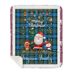 Personalized Gift Tartan Plaid Blanket Clan Ferguson Ancient With Funny Santa Snowman Reindeer Merry Christmas Gift Sherpa Blanket, blue plaid sherpa blanket,blue tartan sherpa blanket,Buchan,buffalo plaid sherpa blanket,christmas sherpa blanket,Christmas Throw Blanket