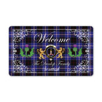 Doormat - Welcome Mat Scottish Clan Dunlop Tartan Door Mat, Plaid Doormat With Thistle and Two Lion Scottish