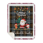 Personalized Gift Tartan Plaid Blanket Clan BlackWatch Weathered With Funny Santa Snowman Reindeer Merry Christmas Gift Sherpa Blanket, blue plaid sherpa blanket,blue tartan sherpa blanket,Buchan,buffalo plaid sherpa blanket,christmas sherpa blanket,Christmas Throw Blanket