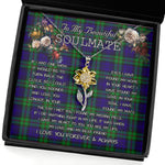 To My Beautiful Soulmate Sunflower Necklace In Your Eyes I Have Found My Home Clan MacKinlay Modern Tartan Jewelry For Girlfriend, Tartan Sunflower Pendant Necklace, Scottish Tartan Jewelry, valentine necklace, necklace girlfriend, necklace for wife, cute necklaces for girlfriend, jewelry for girlfriend, to my soulmate necklace, to my future wife necklace