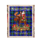 Personalized Gift Plaid Tartan Blanket Clan Weir Modern With Moose Lover Xmas Gift Santa Riding Christmas Fleece Blanket