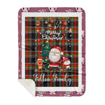 Personalized Gift Tartan Plaid Blanket Clan Fulton With Funny Santa Snowman Reindeer Merry Christmas Gift Sherpa Blanket, blue plaid sherpa blanket,blue tartan sherpa blanket,Buchan,buffalo plaid sherpa blanket,christmas sherpa blanket,Christmas Throw Blanket