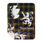 Sherpa Blanket - Tartan Blanket Thistle and Lion Scottish Clan MacLellan Modern Plaid Blanket, plaid sherpa blanket queen,purple sherpa blanket,queen sherpa blanket,queen size sherpa blanket,red sherpa blanket,scottish tartan blankets,sherpa blanket,sherpa christmas blanket