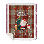 Personalized Gift Tartan Plaid Blanket Clan Davidson Dress Dancers With Funny Santa Snowman Reindeer Merry Christmas Gift Sherpa Blanket, blue plaid sherpa blanket,blue tartan sherpa blanket,Buchan,buffalo plaid sherpa blanket,christmas sherpa blanket,Christmas Throw Blanket