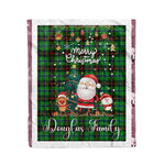 Personalized Gift Tartan Plaid Blanket Clan Douglas Green With Funny Santa Snowman Reindeer Merry Christmas Fleece Blanket, Home Living Room, Plaid Blanket, Tartan Blanket, Scottish Blanket, Buffalo fleece blanket, Christmas Blanket